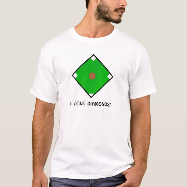 "Ich Liebe-Diamant-" Baseball-Shirts und Geschenke T-Shirt (Vorderseite)