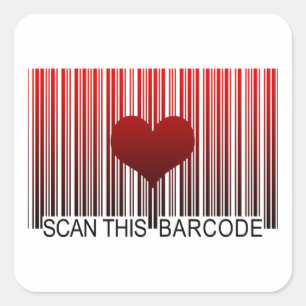 ICH LIEBE DICH BARCODE QUADRATISCHER AUFKLEBER