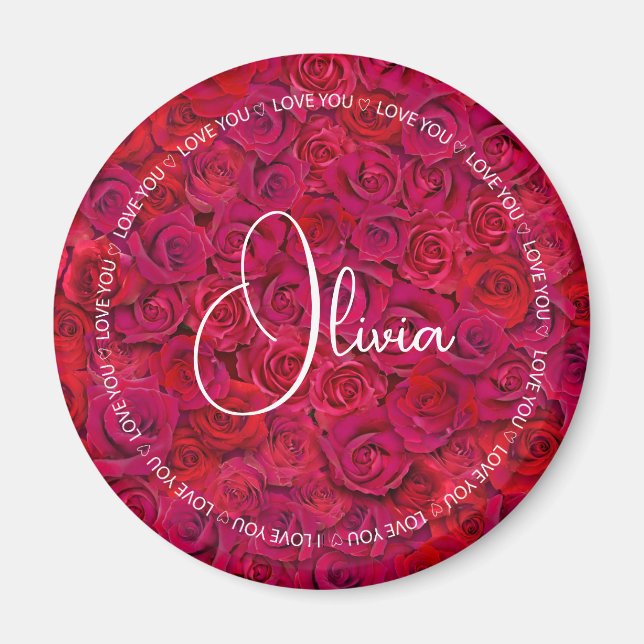 Ich liebe dich Benutzername rote Rosen Liebe Magnet (Vorne)