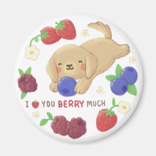 Ich liebe dich Berry sehr: Süßer Hund mit Beeren Magnet
