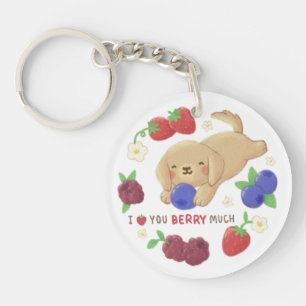 Ich liebe dich Berry sehr: Süßer Hund mit Beeren Schlüsselanhänger