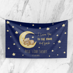 Ich liebe dich bis zum Mond Teddybär Baby Shower Banner
