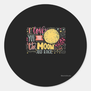 Ich liebe dich bis zum Mond und zurück herzlicher  Runder Aufkleber