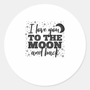Ich liebe dich bis zum Mond und zurück Herzliches  Runder Aufkleber