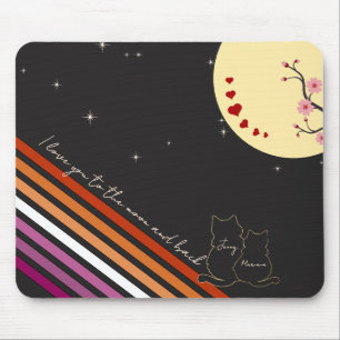 Ich liebe dich bis zum Mond und zurück Lesbenflagg Mousepad