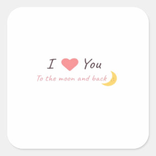 Ich liebe dich bis zum Mond und zurück Liebeserklä Quadratischer Aufkleber