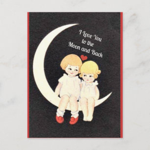 Ich liebe dich bis zum Mond und zurück Postkarte
