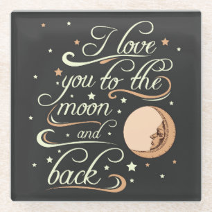 Ich liebe dich bis zum Mond und zurück Schwarz Glasuntersetzer