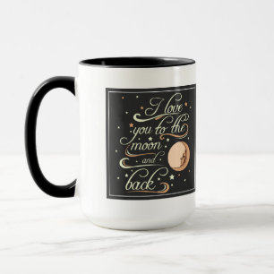 Ich liebe dich bis zum Mond und zurück Schwarz Tasse