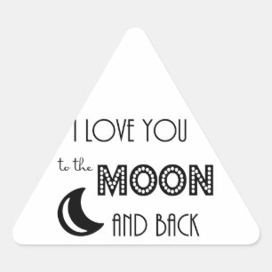 ich liebe dich bis zum Mond und zurück schwarz wei Dreieckiger Aufkleber