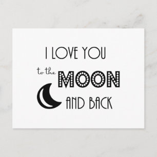 ich liebe dich bis zum Mond und zurück schwarz wei Postkarte