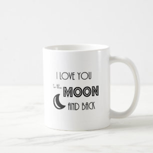 ich liebe dich bis zum Mond und zurück schwarz wei Tasse