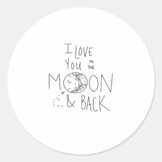 Ich liebe dich bis zum Mond und zurück Signature L Runder Aufkleber