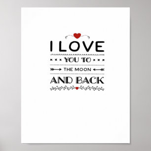 Ich liebe dich bis zum Mond und zurück, verfeinert Poster