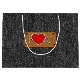 Ich Liebe dich. Black Denim Pattern Individuelle N Große Geschenktüte