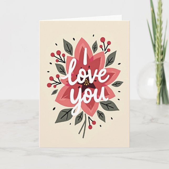 Ich liebe dich Blumenkarte Karte (Vorderseite)