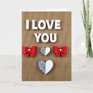 Ich liebe dich Burlap Design Karte