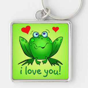 Ich liebe dich Cartoon-Frosch-Herzen Süßes Lächeln Schlüsselanhänger