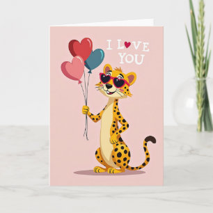 Ich liebe dich Cheetah Herz Karte