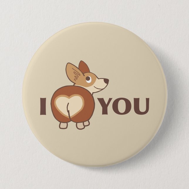 Ich liebe dich Corgi-Hund-Taste Button (Vorderseite)