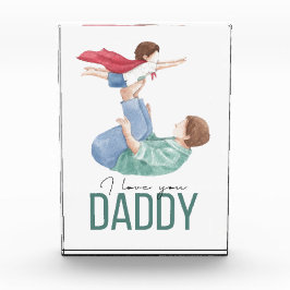 Ich liebe dich Daddy Superheld Vater und Kind Grüß Fotoblock