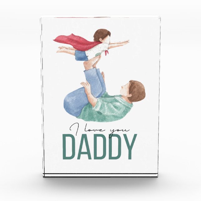 Ich liebe dich Daddy Superheld Vater und Kind Grüß Fotoblock (Vorderseite)