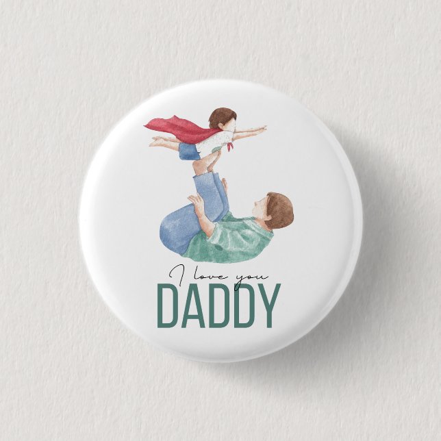 Ich liebe dich Daddy Superheld Vater und Kind Knop Button (Vorderseite)