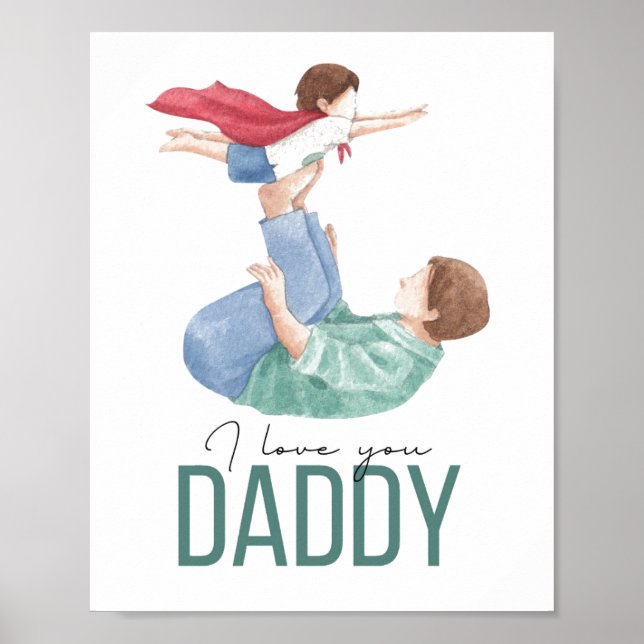 Ich liebe dich Daddy Superheld Vater und Kind Post Poster (Vorne)
