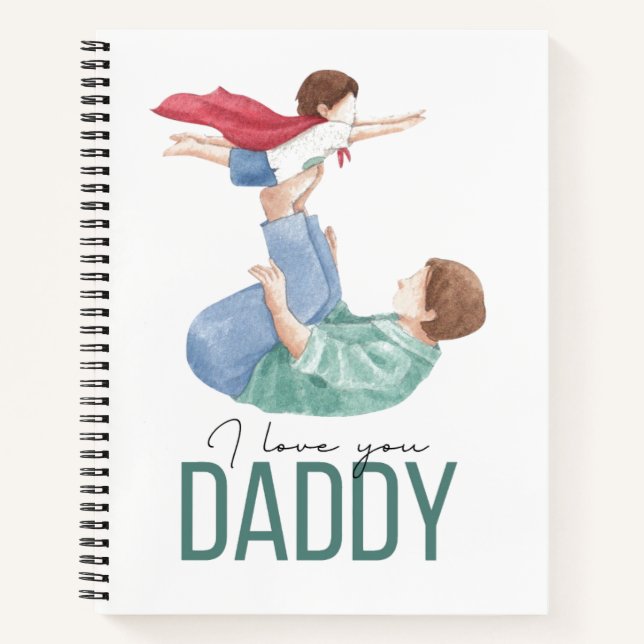 Ich liebe dich Daddy Superheld Vater und Kind Spir Notizbuch (Vorderseite)