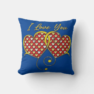 Ich liebe dich Design Gold Herzen Kissen