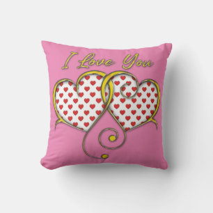 Ich liebe dich Design Goldene Herzen Kissen