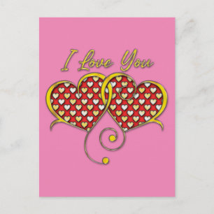 Ich liebe dich Design Goldene Herzen Postkarte