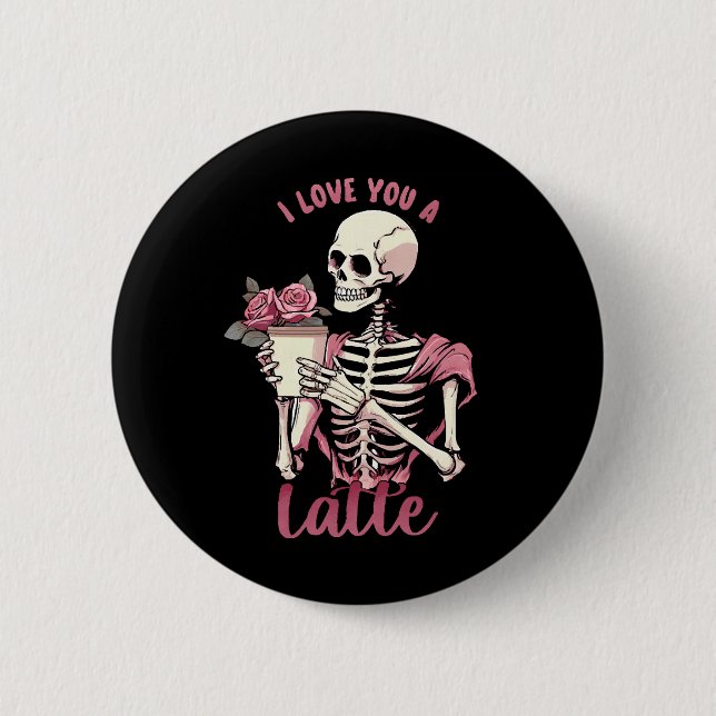 Ich liebe dich ein Valentinstag-Skelett Button (Vorderseite)