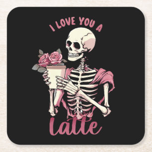 Ich liebe dich ein Valentinstag Skelett Rechteckiger Pappuntersetzer