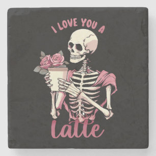 Ich liebe dich ein Valentinstag Skelett Steinuntersetzer