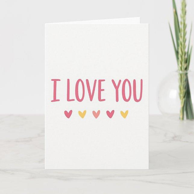 Ich liebe dich einfache süße Karte (Vorderseite)