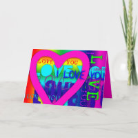Ich liebe dich elektrische Farben Pop-Art-Grußkart