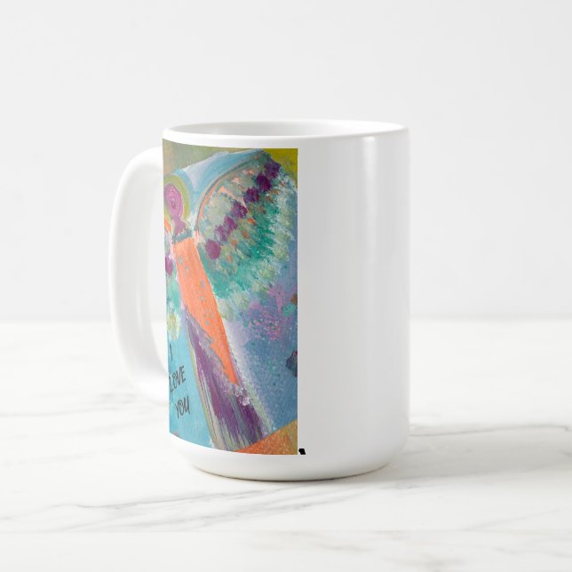 ICH LIEBE DICH Engel mit Originalkunst Kaffeetasse (Vorderseite Links)