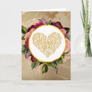Ich liebe dich Fancy Golden Ornate Herz Valentinst Karte