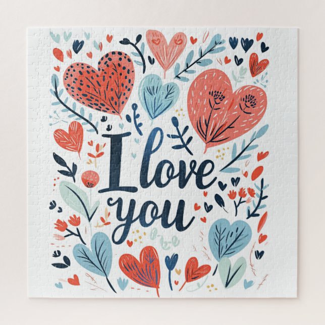 Ich liebe Dich farbenfrohe Nachricht Puzzle (Vertikal)