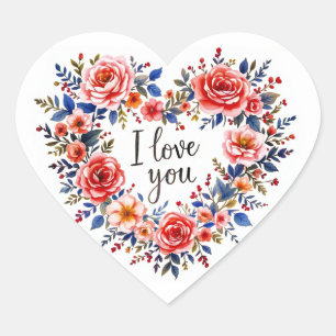 Ich liebe dich, farbenfrohes Design, Herz-Aufkleber