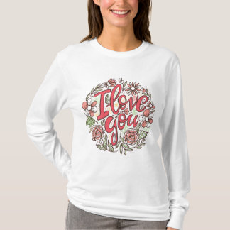Ich liebe dich Floraler Kranz Romantische Rosen La T-Shirt