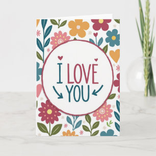 Ich liebe dich Floraler Rahmen Karte