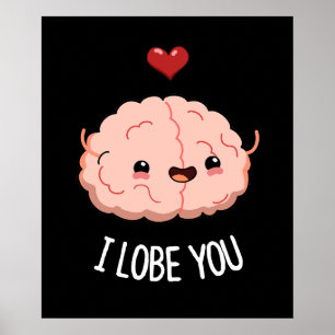 Ich liebe dich Funny Brain Pun Dark BG Poster