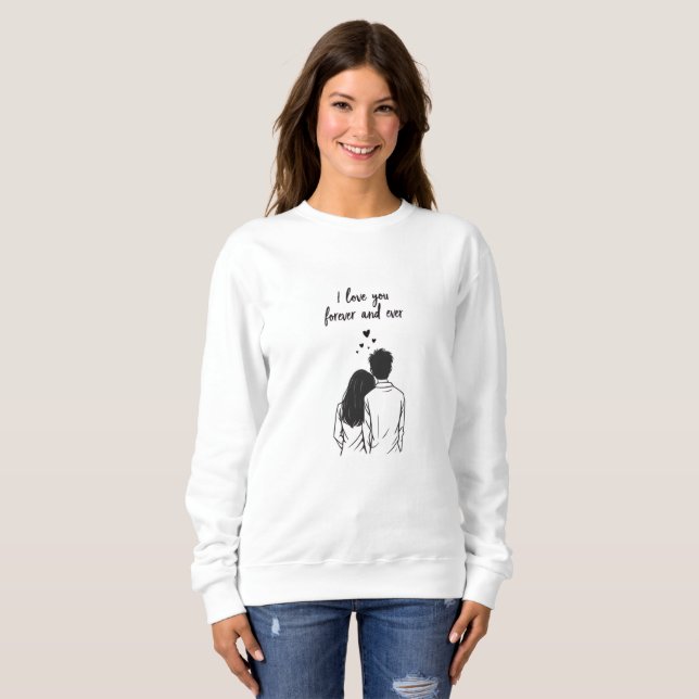Ich liebe dich für immer Line Art Sweatshirt (Vorne ganz)