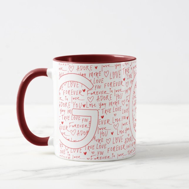 Ich liebe Dich G — Personalisierter Anfangsbuchsta Tasse (Links)