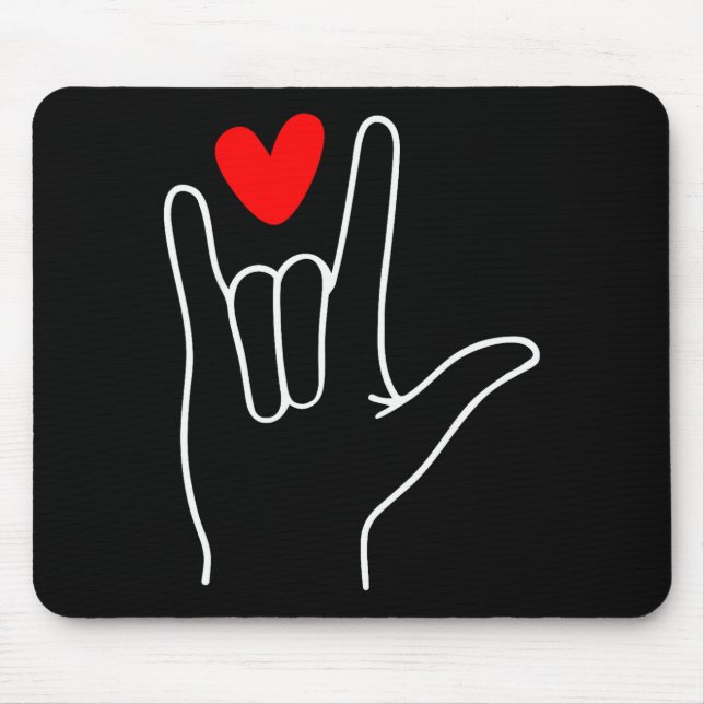 Ich liebe dich Gebärdensprache Süß Glückliches Val Mousepad (Vorne)
