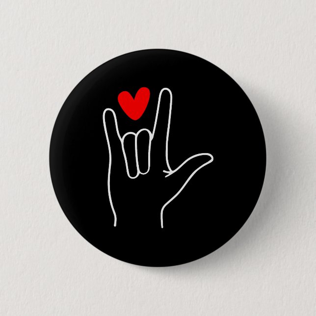 Ich liebe dich Gebärdensprache Süße Happy Valentin Button (Vorderseite)