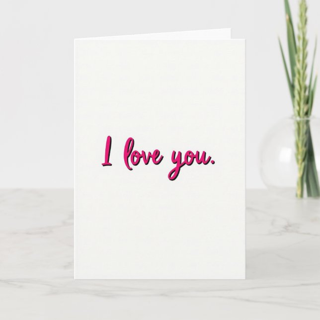 Ich liebe dich geprägte rosa Karte (Vorderseite)