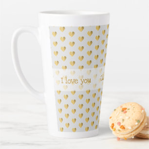 Ich liebe dich - Goldene Folienherzen Moderne Grun Milchtasse